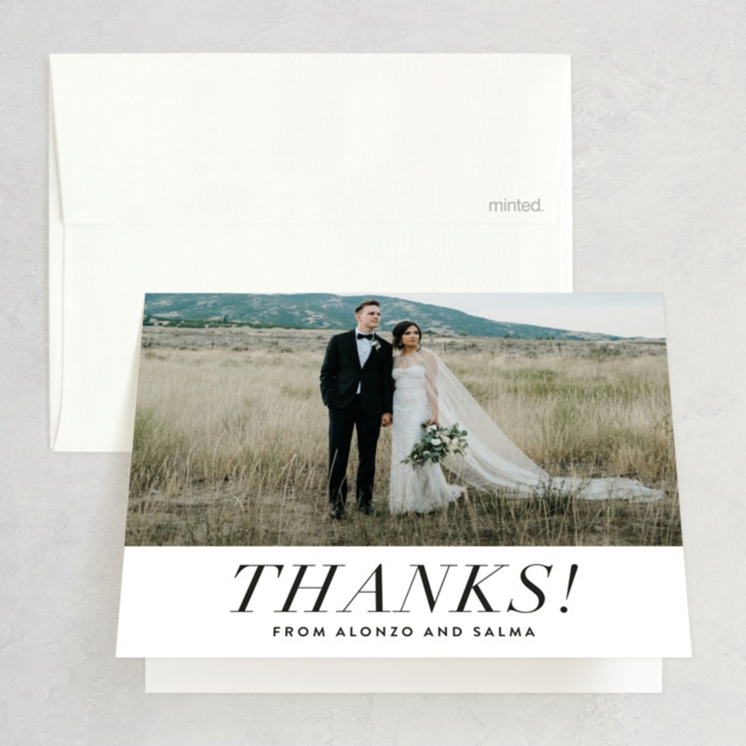 "Bad Dancing" - Wedding Thank You Cards in Dove by Amy Payne - Front