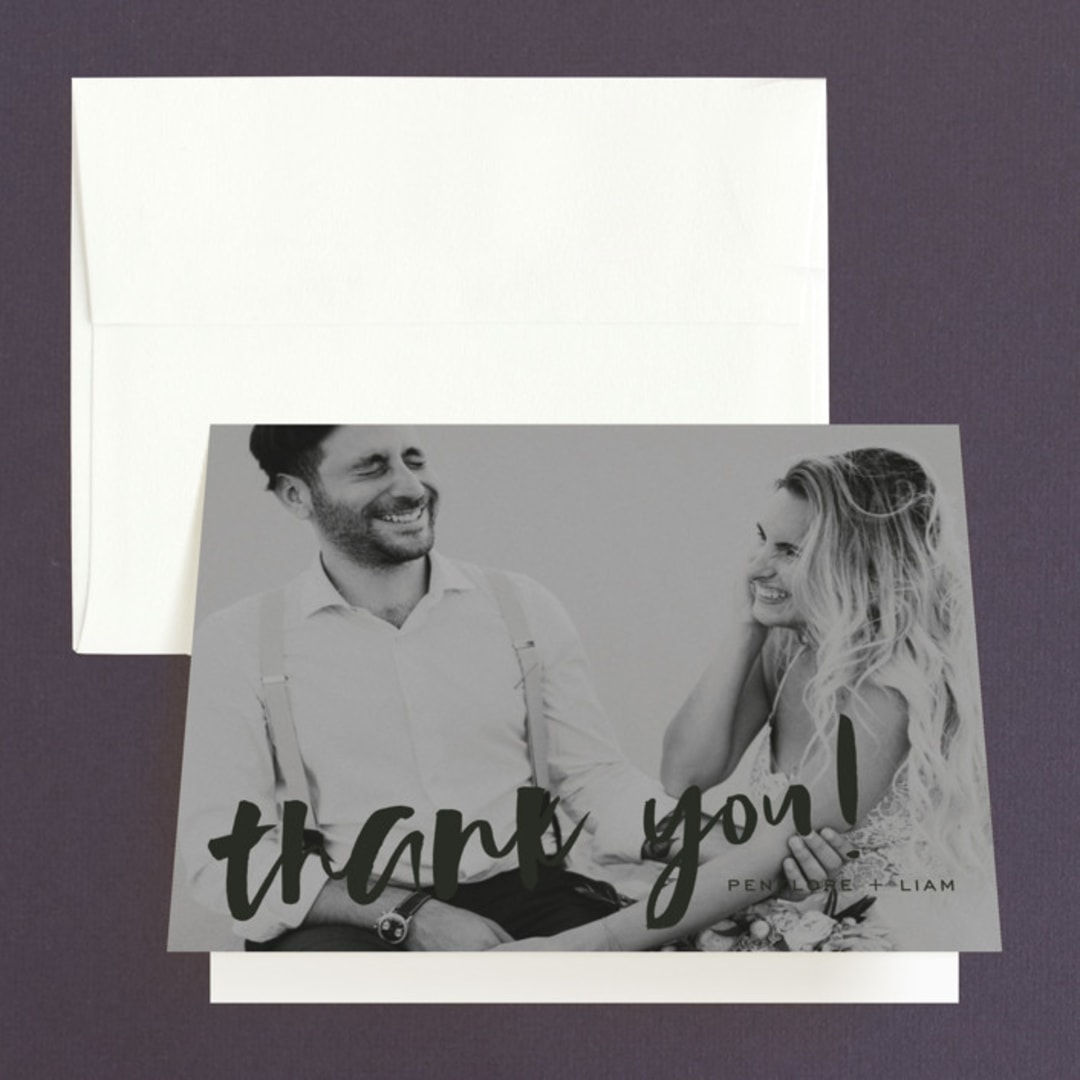 "Love Actually" - Wedding Thank You Cards in Onyx by Design Lotus - Front