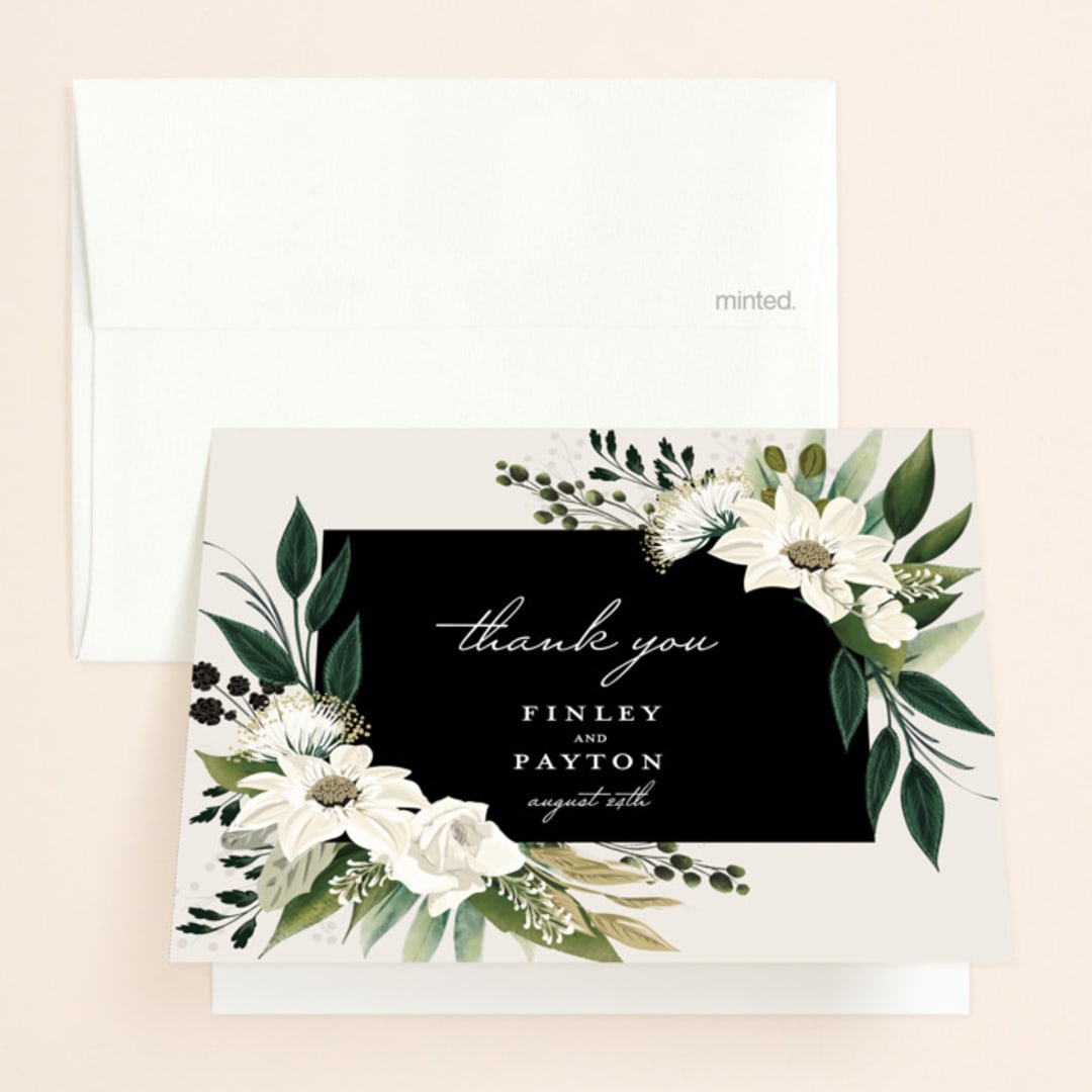 "Botanical Ring" - Wedding Thank You Cards in Ivory by Susan Moyal - Front