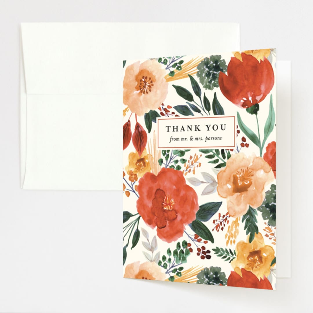 "Flourishing" - Wedding Thank You Cards in Bloom by Beth Schneider - Front