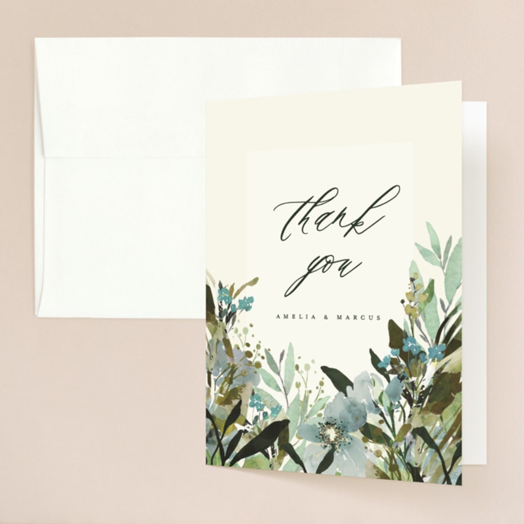 "Gardens Edge" - Wedding Thank You Cards in Garden by Grace Kreinbrink - Front
