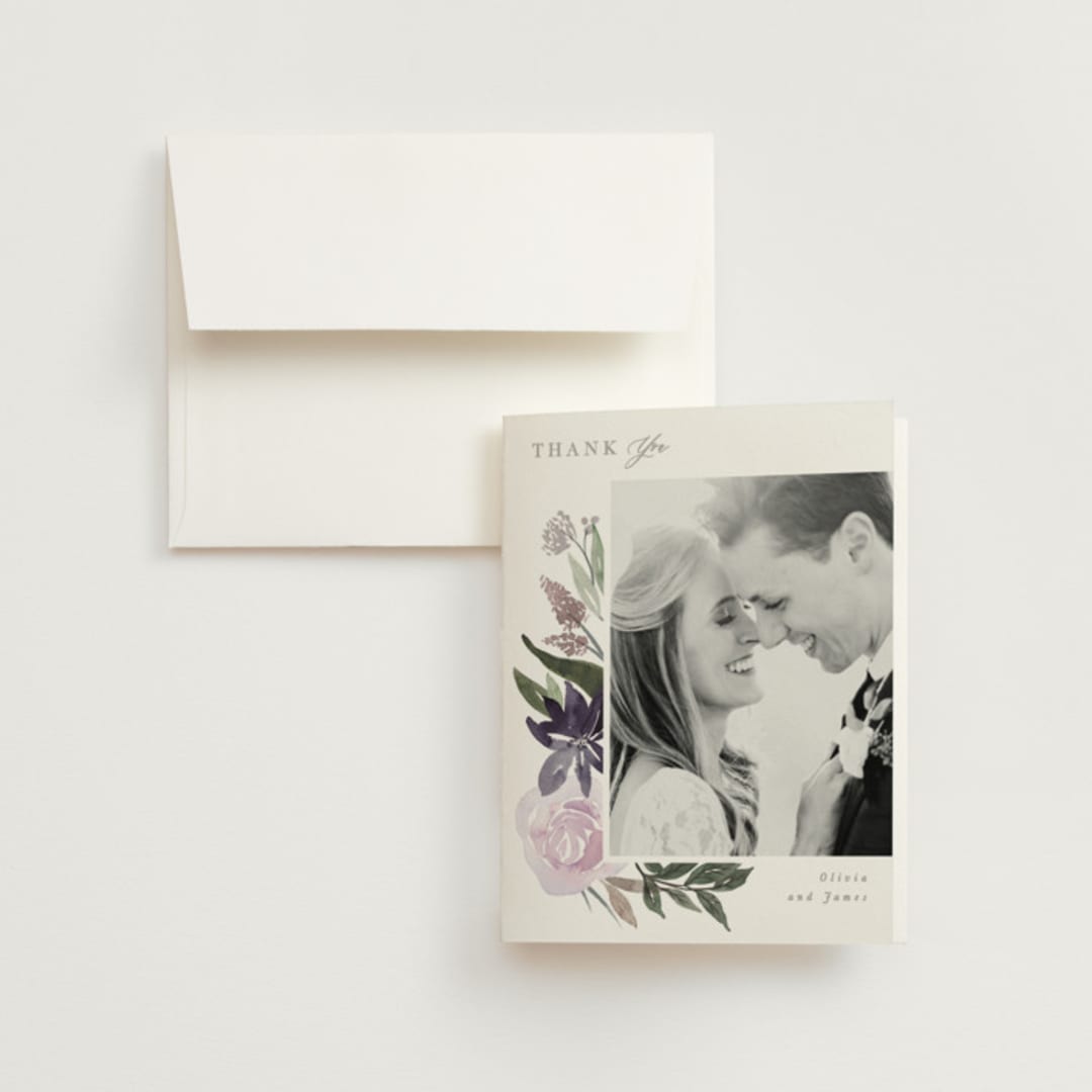"Garden Stroll" - Wedding Thank You Cards in Lilac by Creo Study - Front