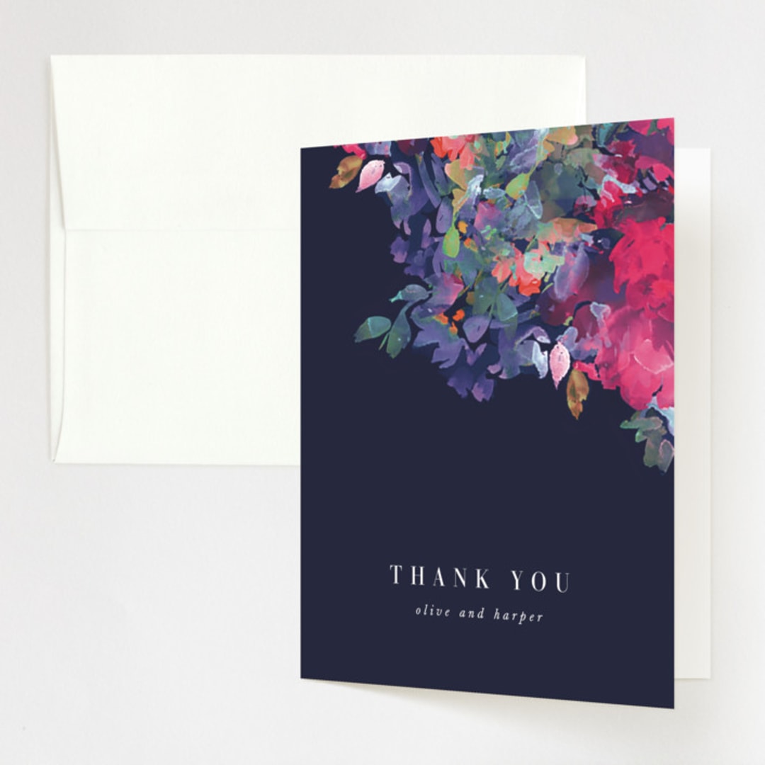 "Georgia" - Wedding Thank You Cards in Navy by Lori Wemple - Front