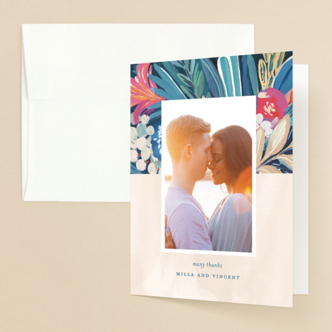 "Floral Burst" - Wedding Thank You Cards in Ocean by Morgan Ramberg - Front