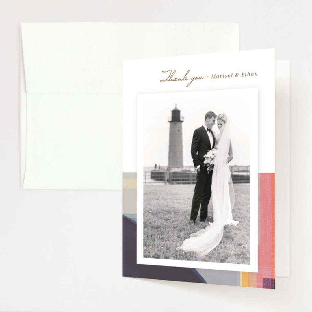"Edgewater" - Wedding Thank You Cards in Sunset by Griffinbell Paper Co. - Front
