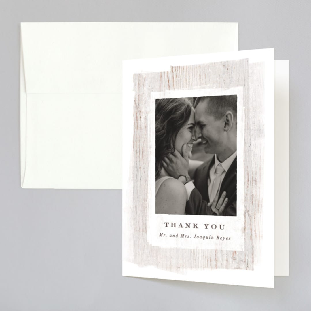 "Barnwood" - Wedding Thank You Cards in Ash by Hooray Creative - Front