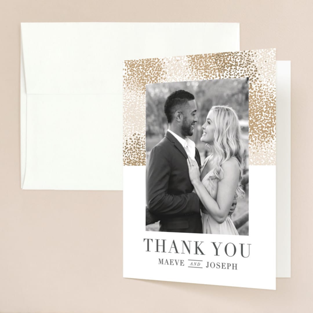 "Organic Dots" - Wedding Thank You Cards in Champagne by lena barakat - Front