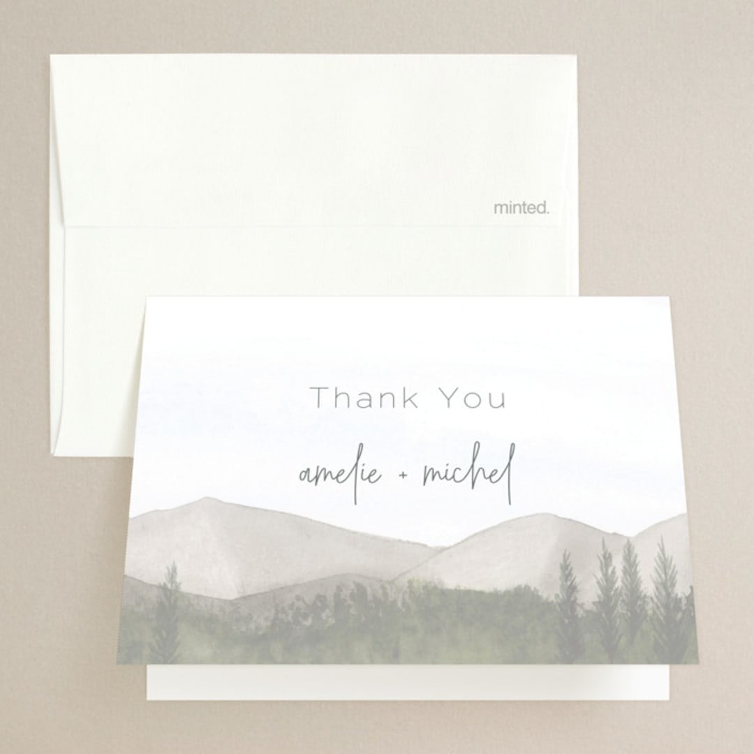 "muted mountains" - Wedding Thank You Cards in Splendid Day by Deborah Chou - Front