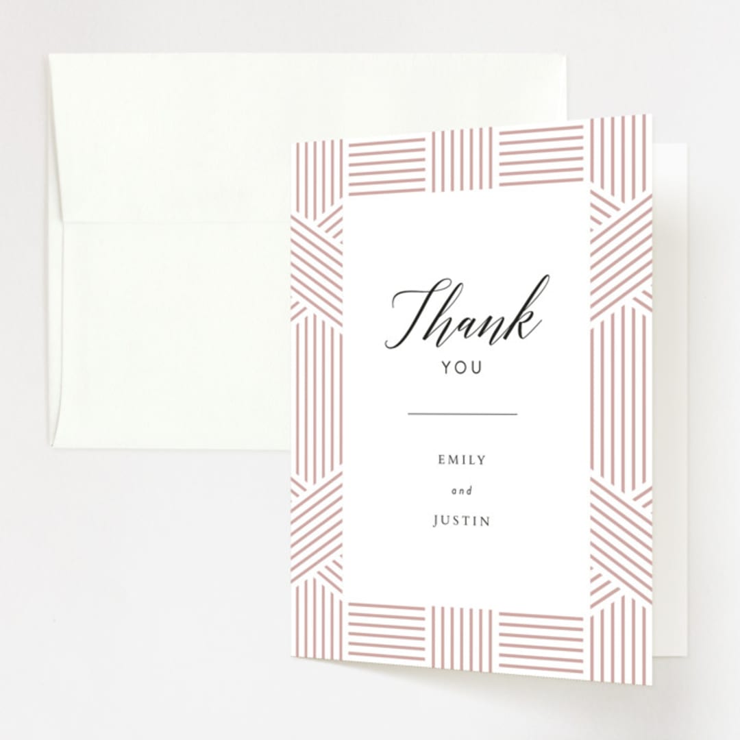 "Tara" - Wedding Thank You Cards in Blush by Kampai Designs - Front