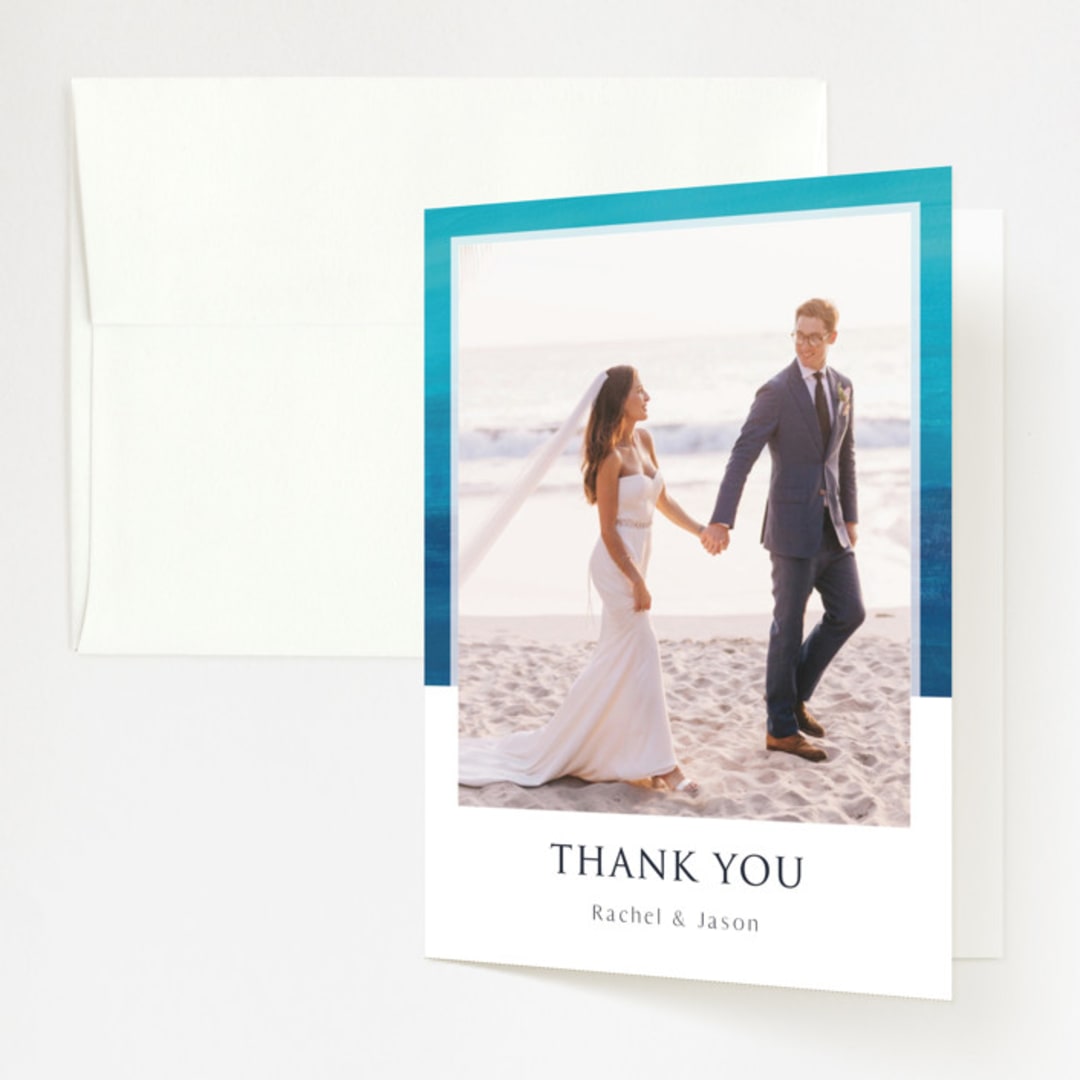 "Sand & Sun" - Wedding Thank You Cards in Ocean by Nicole Walsh - Front