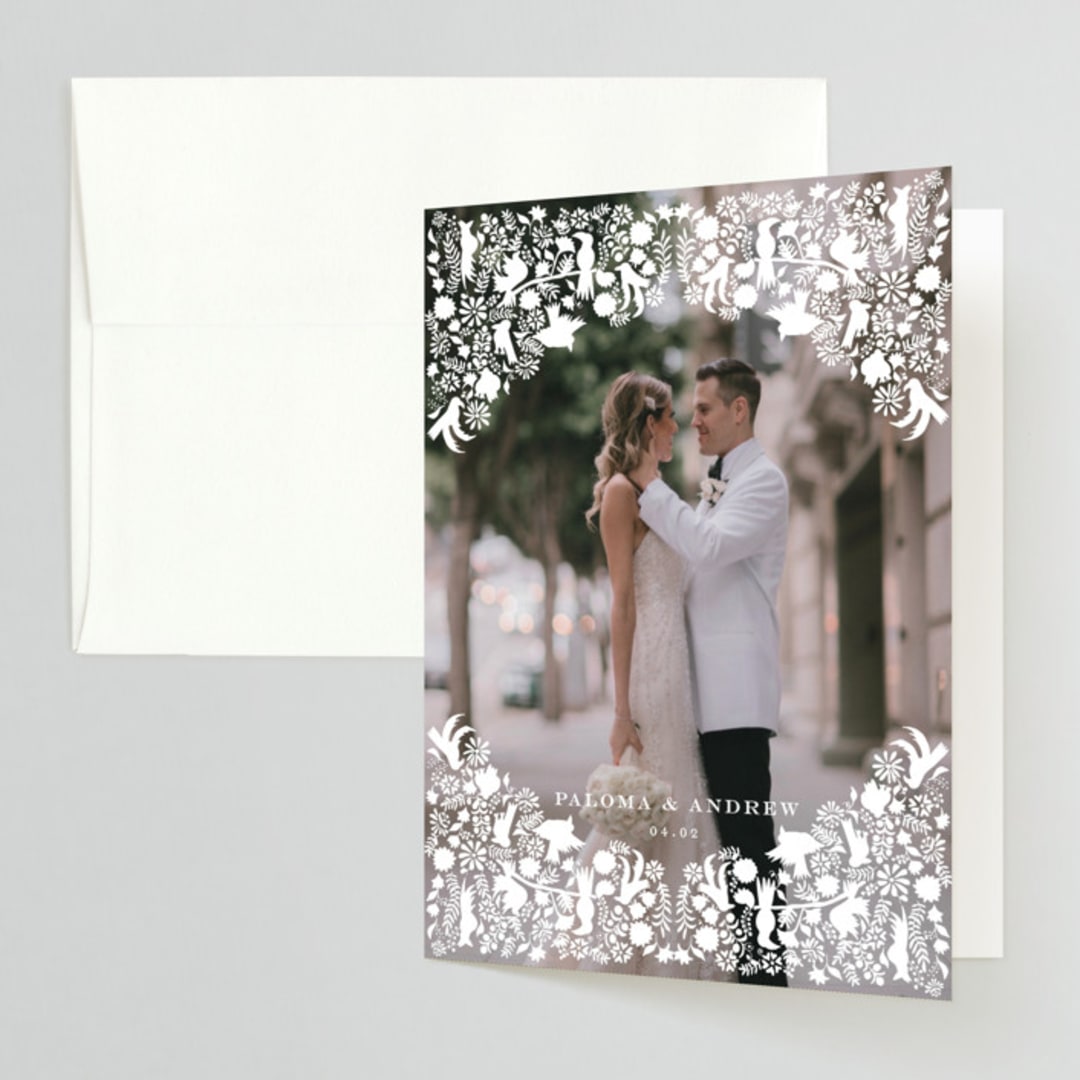 "Hacienda" - Wedding Thank You Cards in Stone by Lagniappe Paper - Front