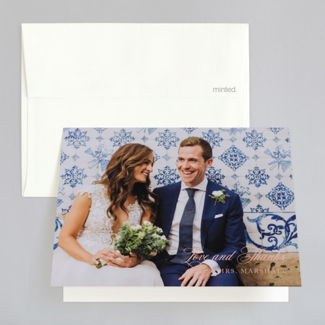 "Batikka" - Wedding Thank You Cards in Blush by Paper Raven Co. - Front