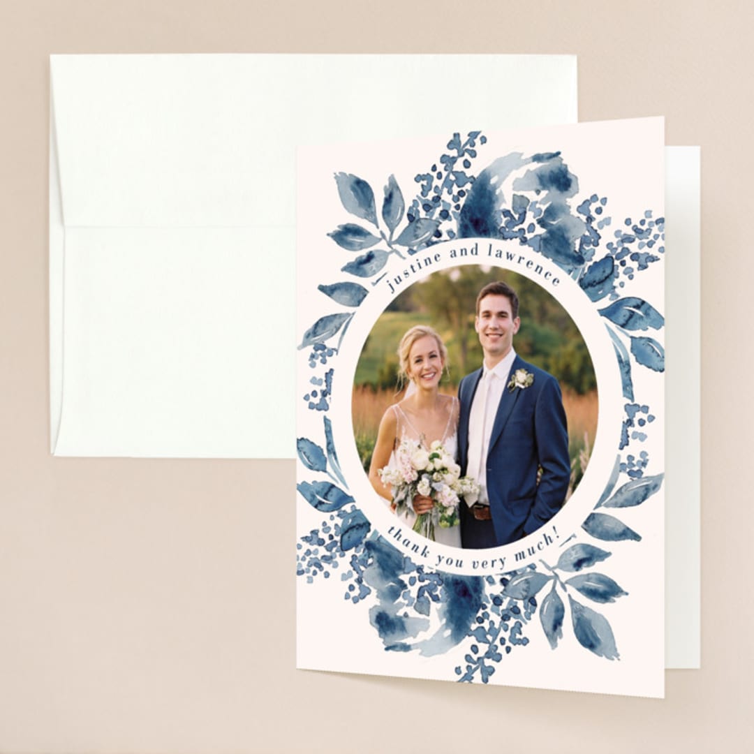 "Southern Comfort" - Wedding Thank You Cards in French Blue by Chris Griffith - Front