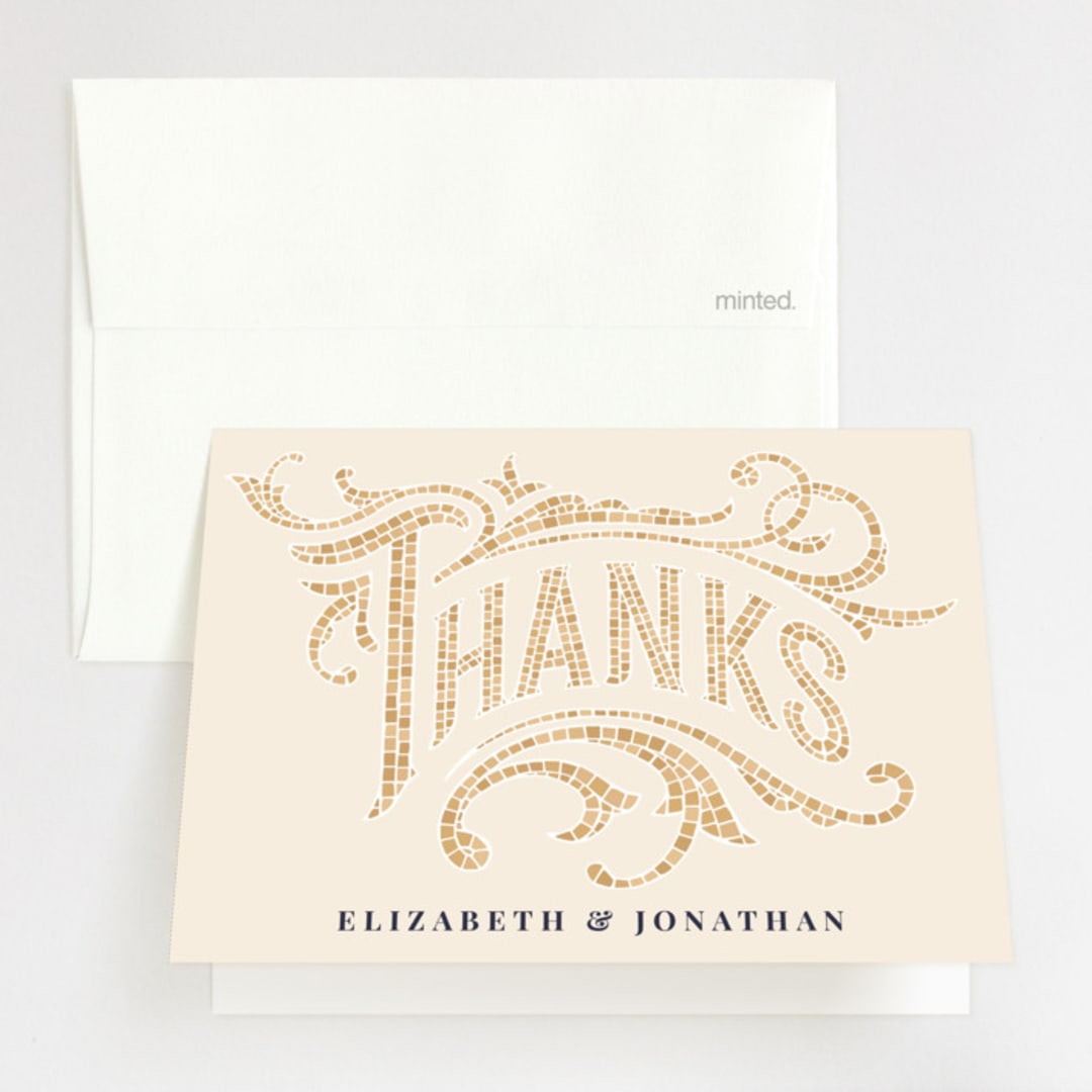 "Mosaic" - Wedding Thank You Cards in Navy by GeekInk Design - Front