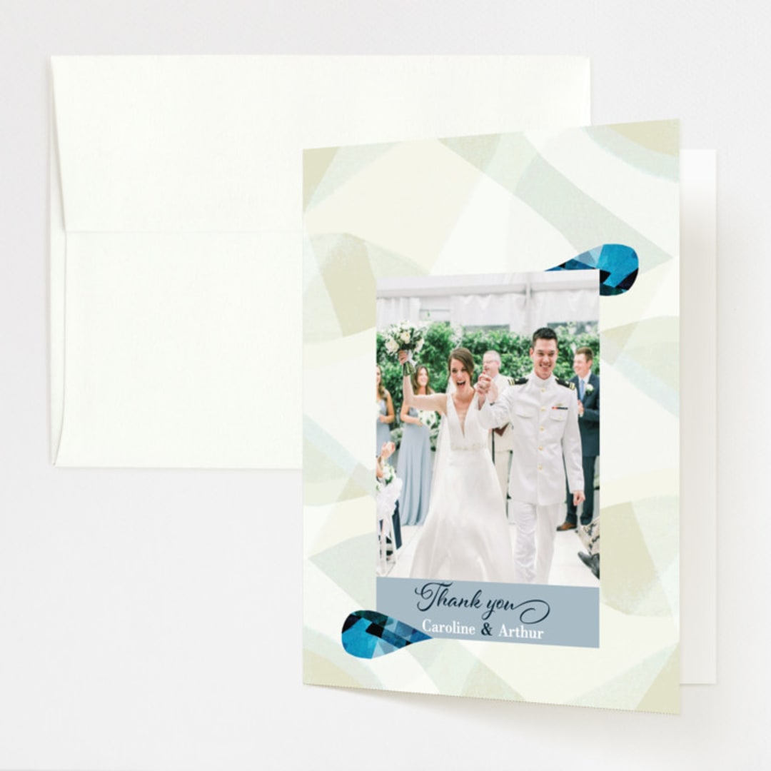 "Drops" - Wedding Thank You Cards in Sea by Bethania Lima - Front