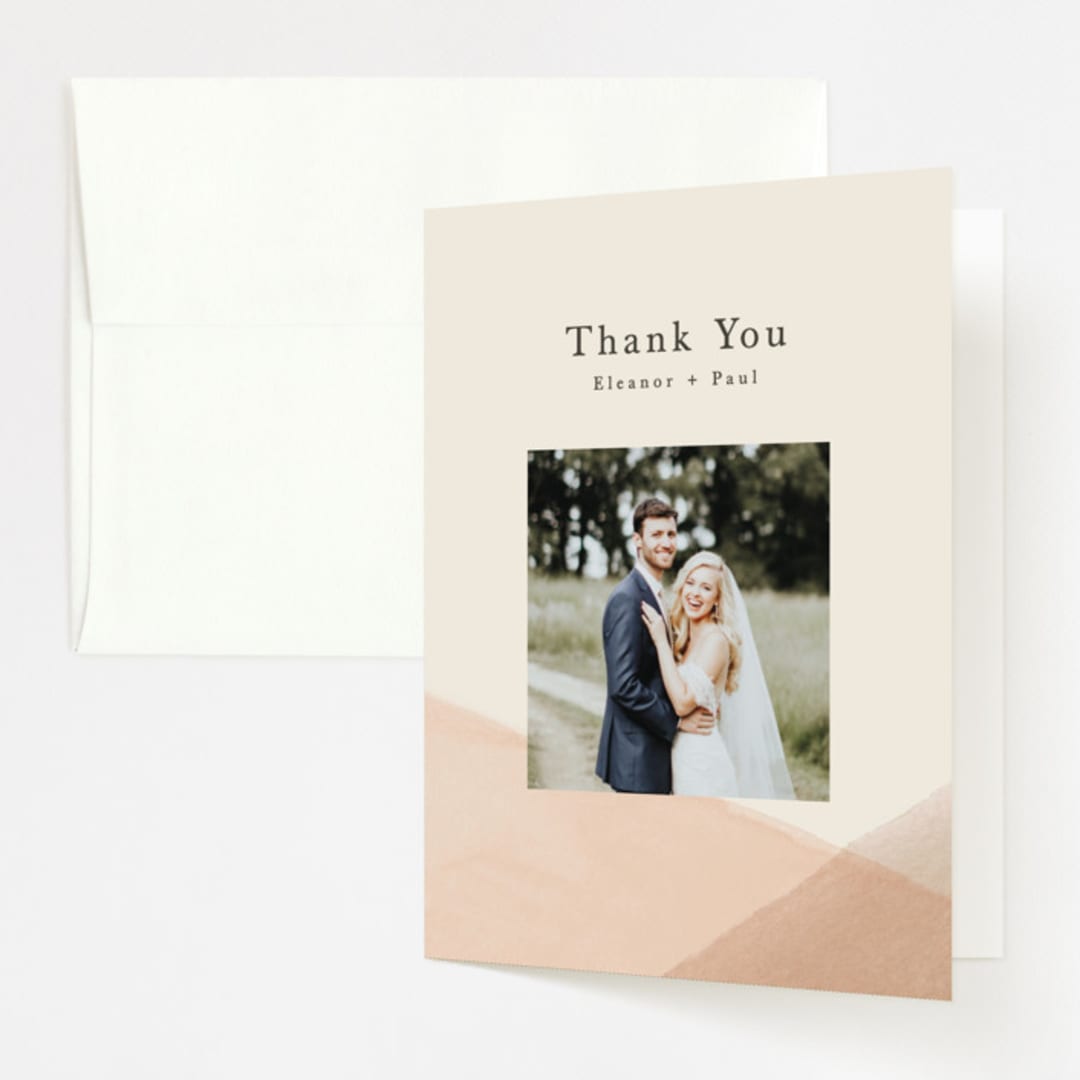 "Desert Wash" - Wedding Thank You Cards in Peach by Amy Kross - Front