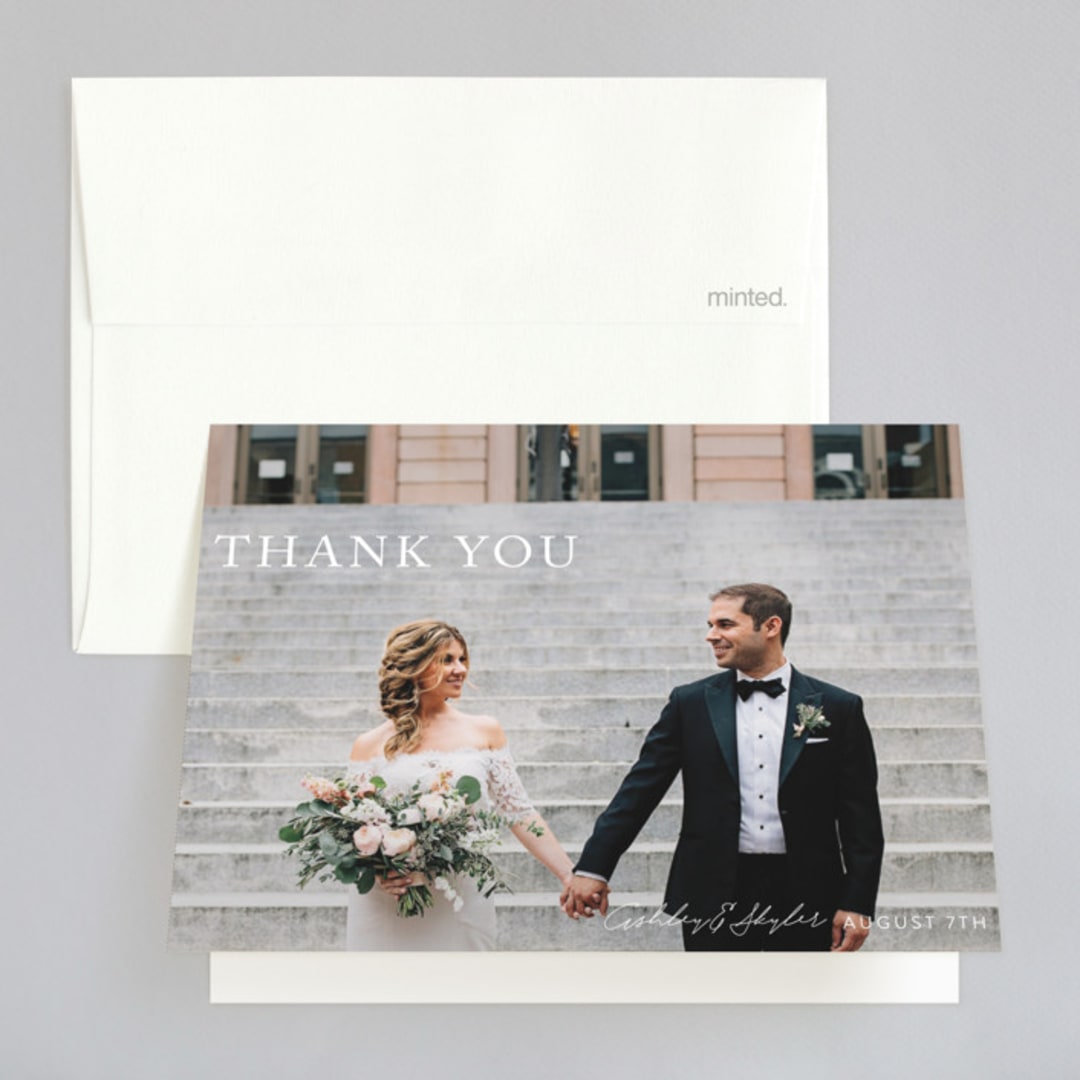 "floral corner" - Wedding Thank You Cards in Marsala by Cass Loh - Front