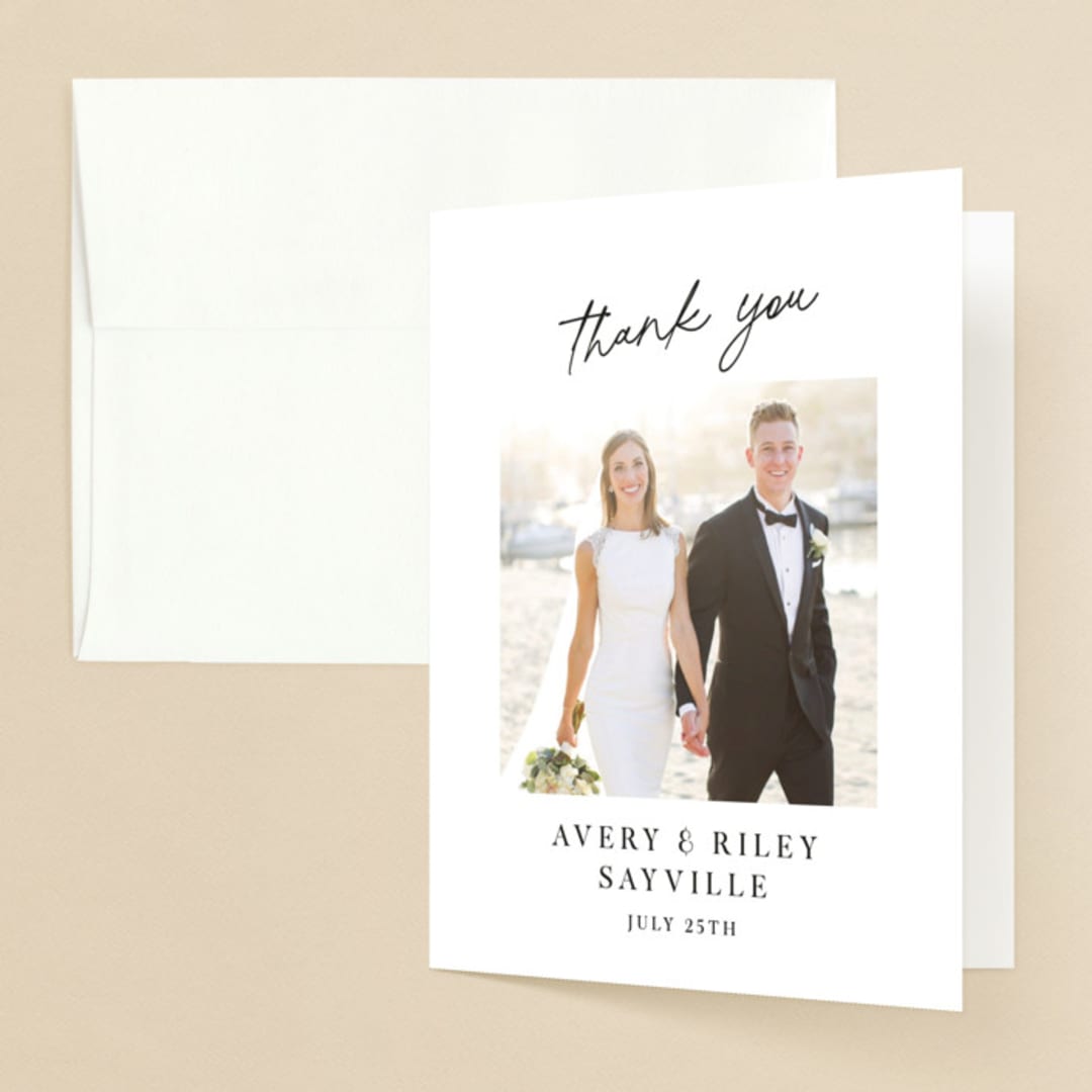 "Composure" - Wedding Thank You Cards in Tuxedo by Jackie Mangiolino - Front