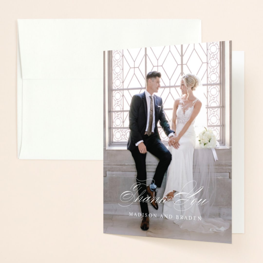 "Conservatory" - Wedding Thank You Cards in Honeysuckle by Jennifer Postorino - Front