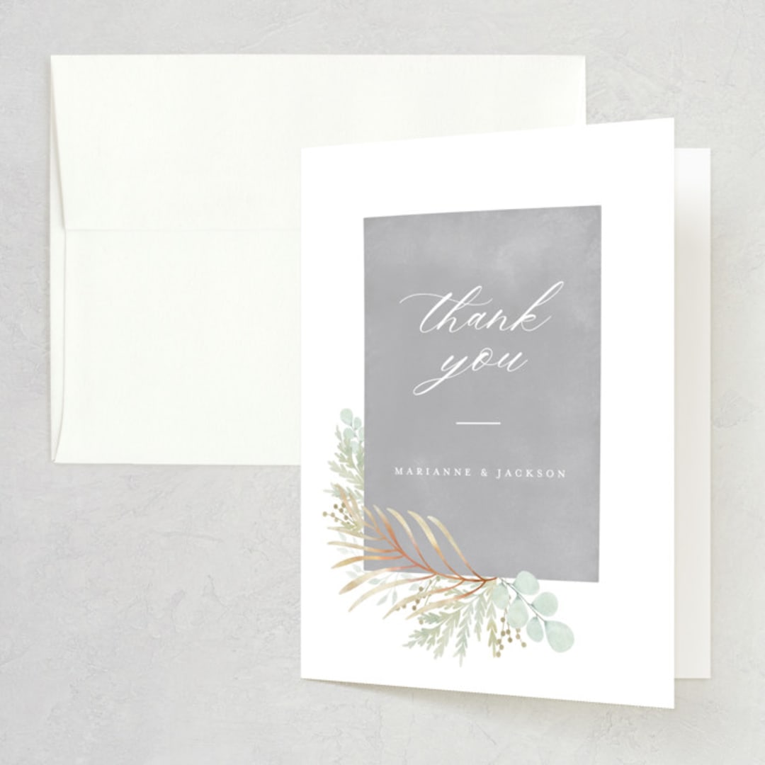 "In The Fall" - Wedding Thank You Cards in Slate by Ashlee Townsend - Front