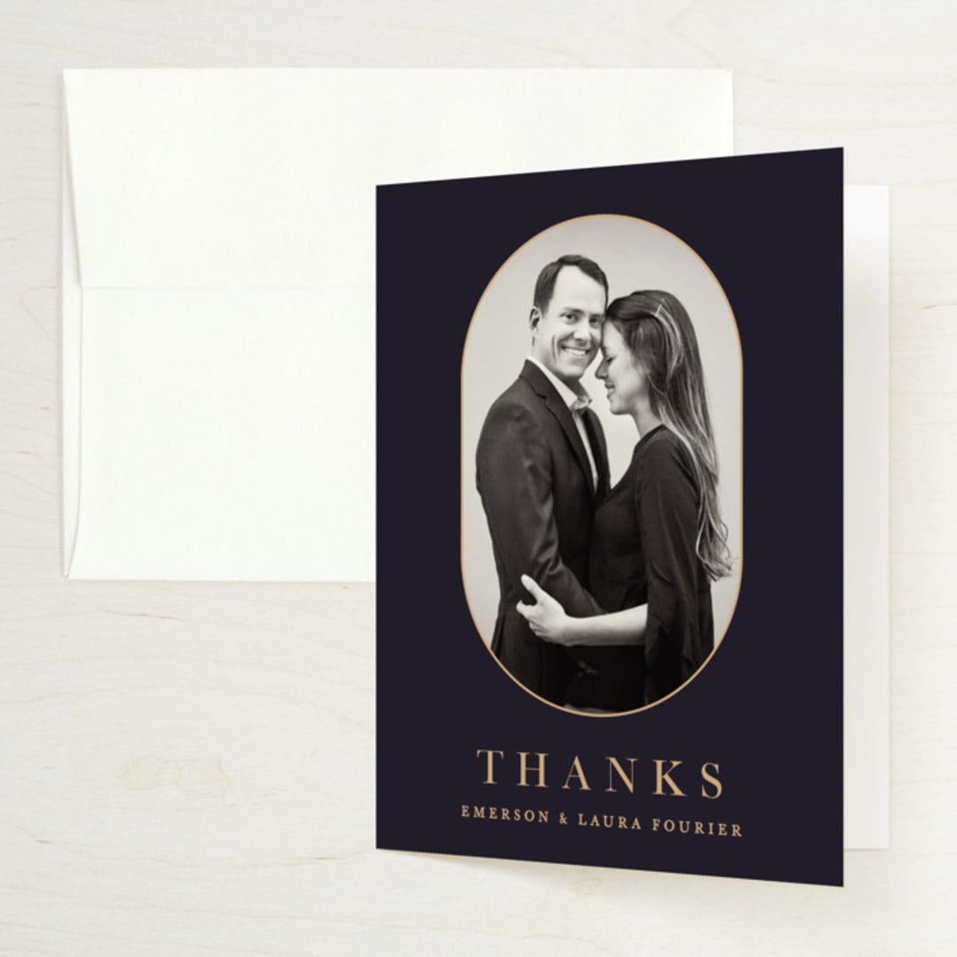 "Monogram a la Mode" - Wedding Thank You Cards in Midnight by Hooray Creative - Front