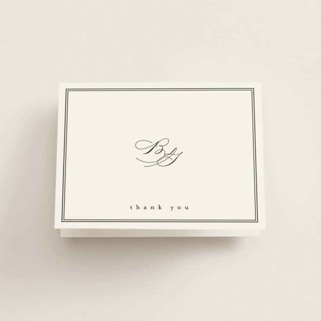 "Overlapping" - Wedding Thank You Cards in Noir by Amy Kross - Front