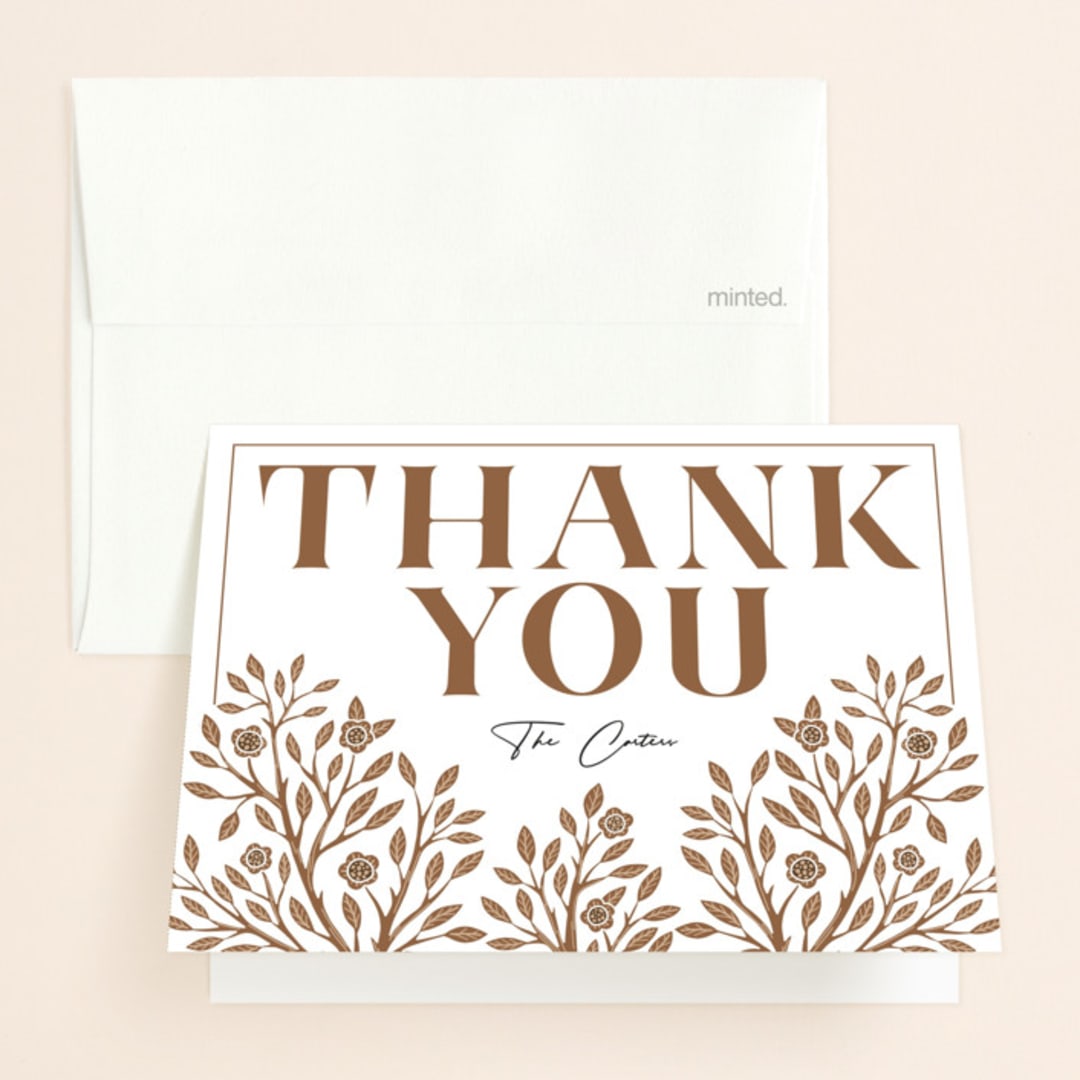 "Grand Natura" - Wedding Thank You Cards in Noir by GeekInk Design - Front