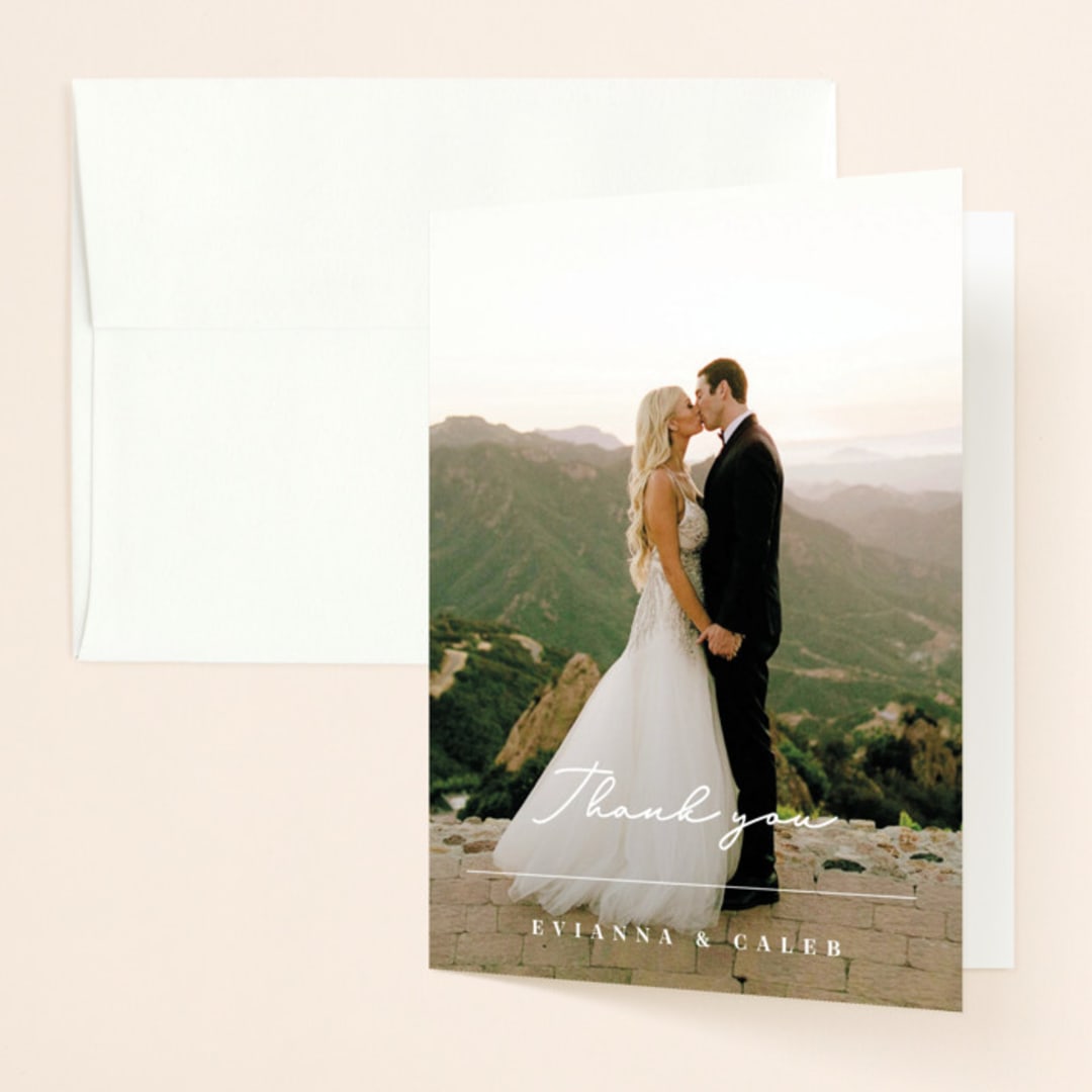 "Aligned" - Wedding Thank You Cards in Pearl by Michelle Taylor - Front