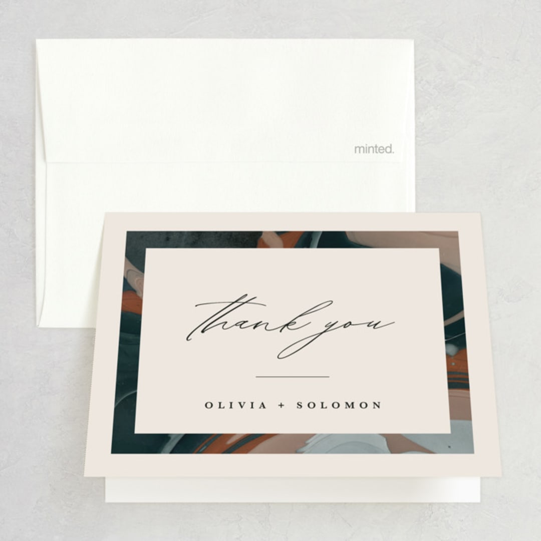 "Love Story" - Wedding Thank You Cards in Turquoise by Kate Ahn - Front