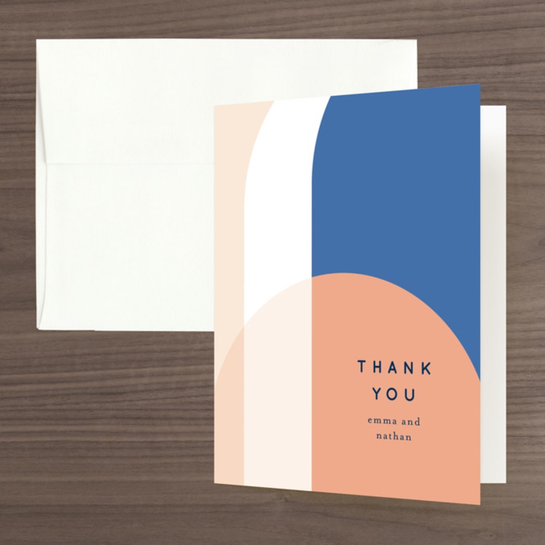 "Color Arch" - Wedding Thank You Cards in Aquatic by Baumbirdy - Front