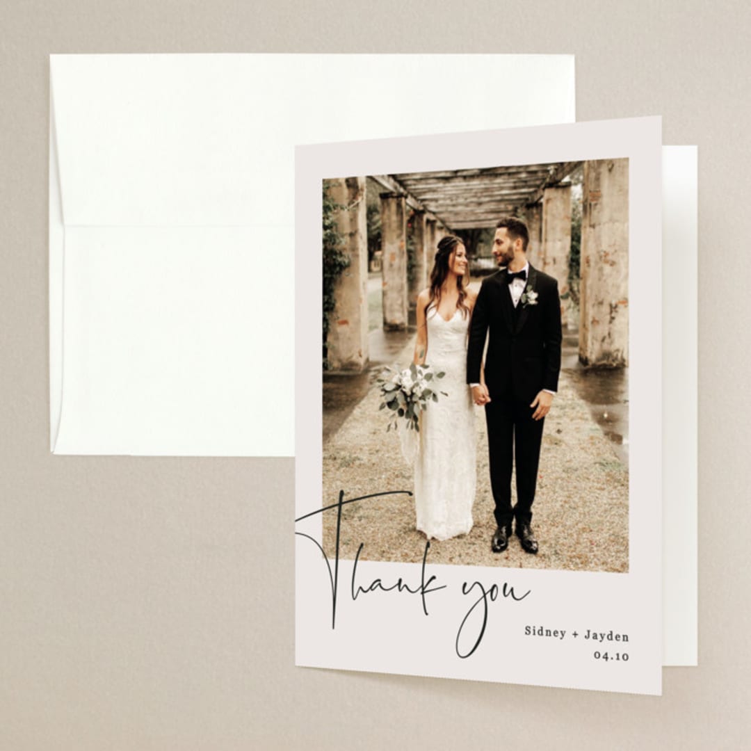 "stylist script" - Wedding Thank You Cards in Ivory by Cass Loh - Front