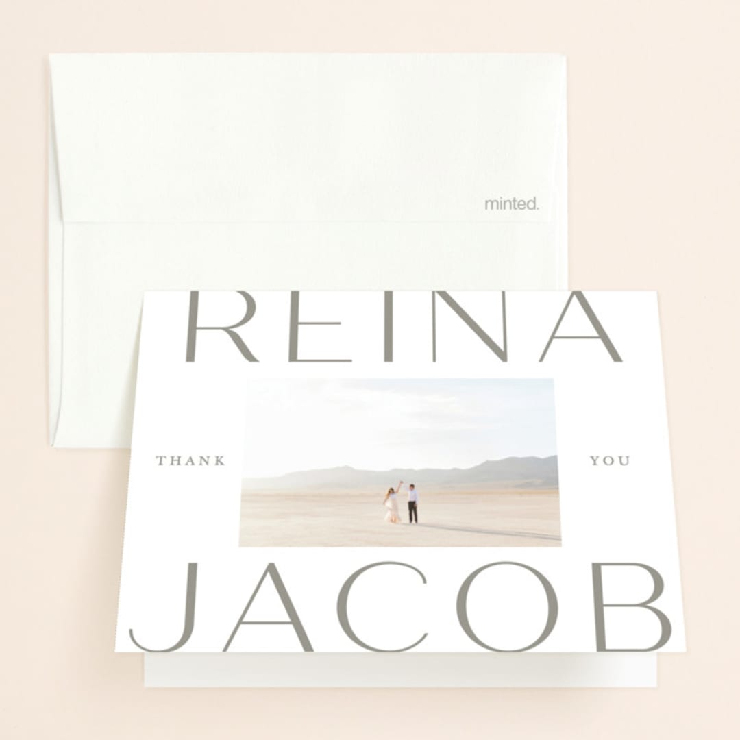 "Frame" - Wedding Thank You Cards in Granite by Lori Wemple - Front