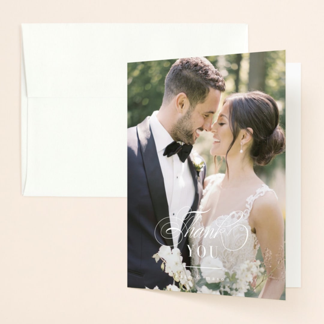 "Foundry" - Wedding Thank You Cards in Rose Quartz by Kristie Kern - Front