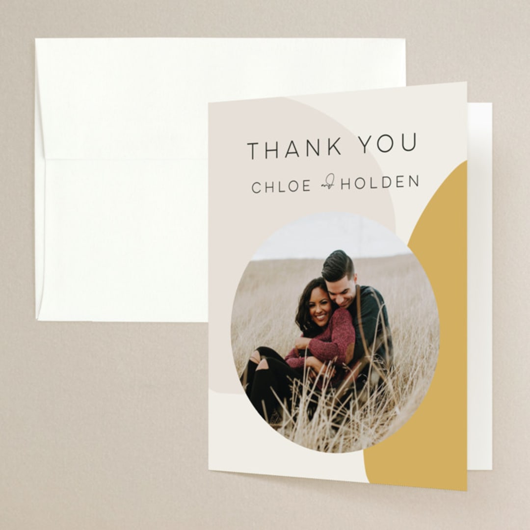 "Organic shapes" - Wedding Thank You Cards in Mustard by Morgan Kendall - Front
