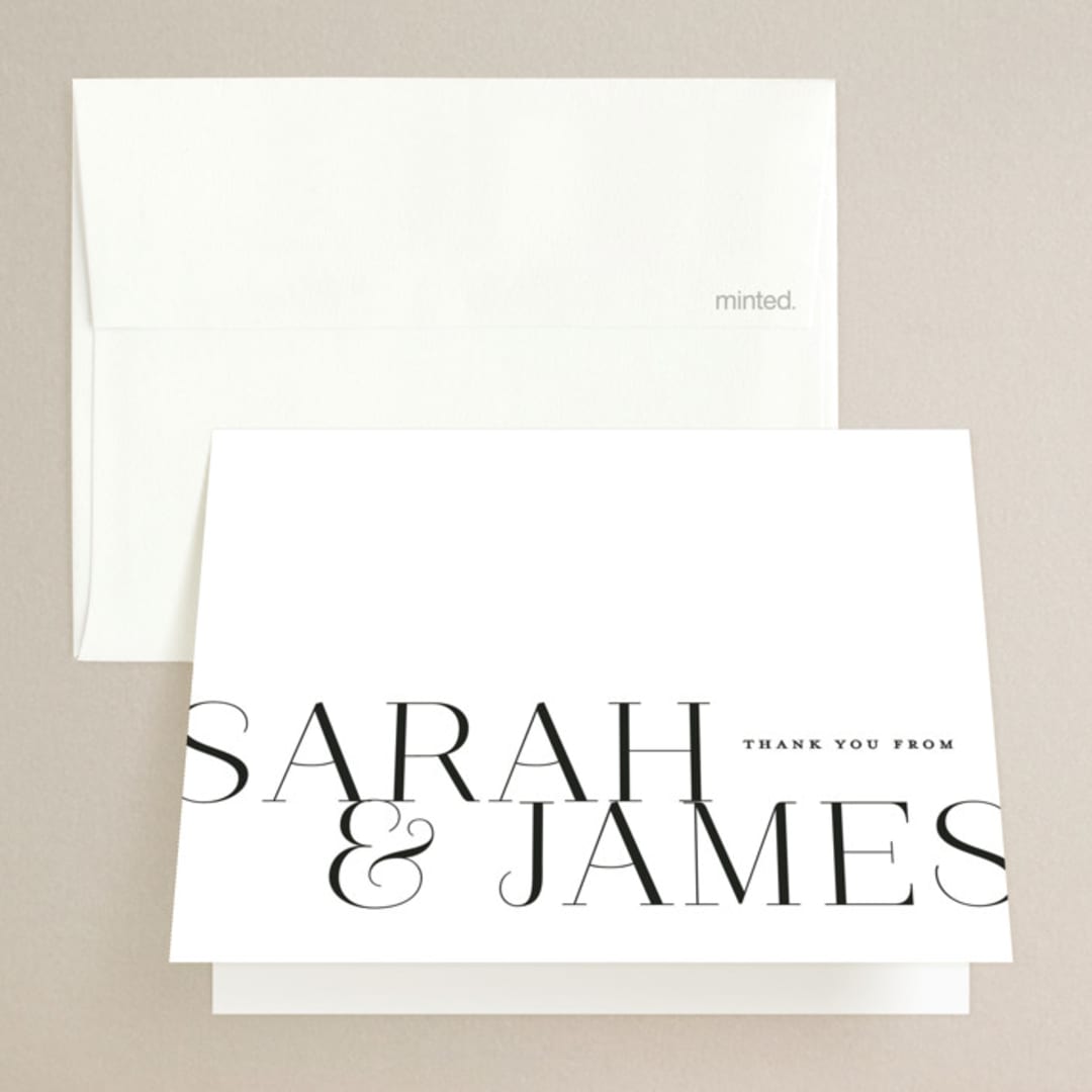 "Coupling" - Wedding Thank You Cards in Cloud by Lauren Chism - Front