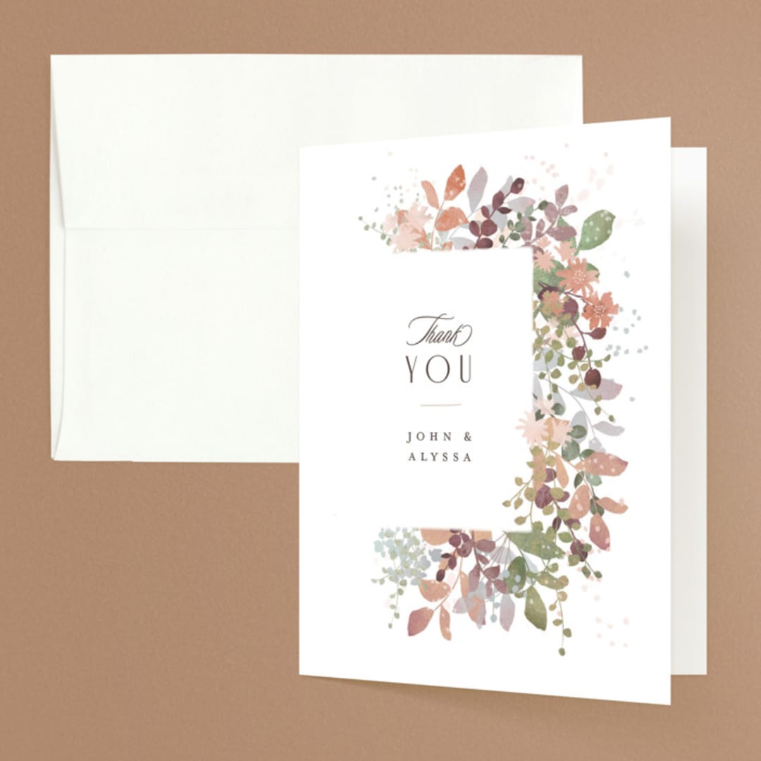 "Wesleyan Hill" - Wedding Thank You Cards in Wildflower by Jennifer Wick - Front