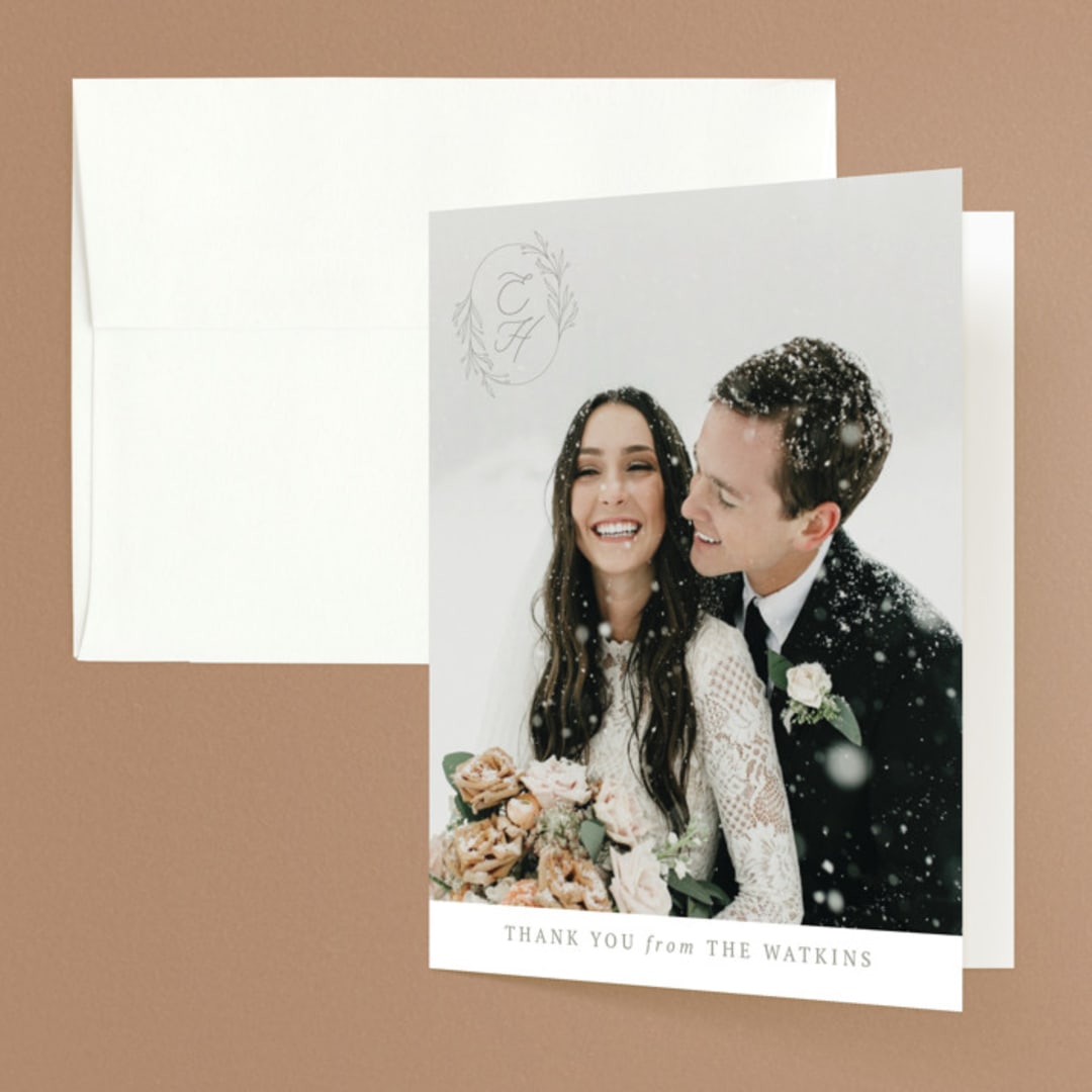"Essential" - Wedding Thank You Cards in Mist by Design Lotus - Front