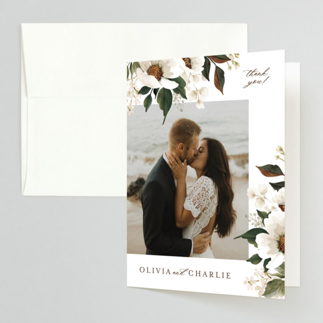 "A Garden Wedding" - Wedding Thank You Cards in Magnolia by Chris Griffith - Front