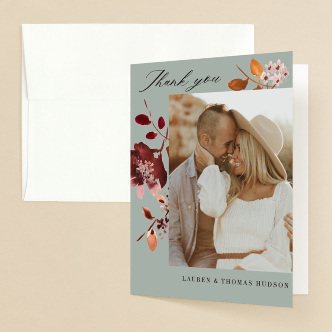 "Serenata" - Wedding Thank You Cards in Sage by Petra Kern - Front