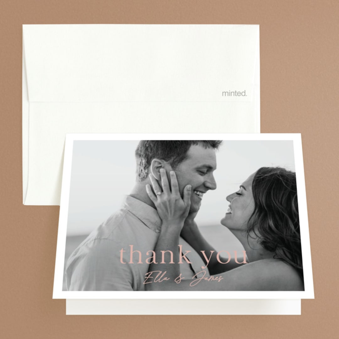 "Party Accordingly" - Wedding Thank You Cards in Blush by Hudson meet Rose - Front