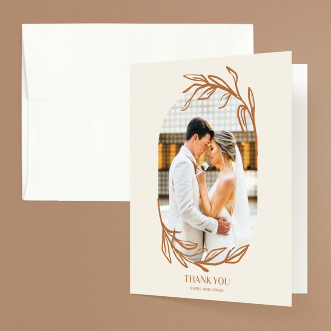 "Ovalon" - Wedding Thank You Cards in Terracotta by Pati Cascino - Front