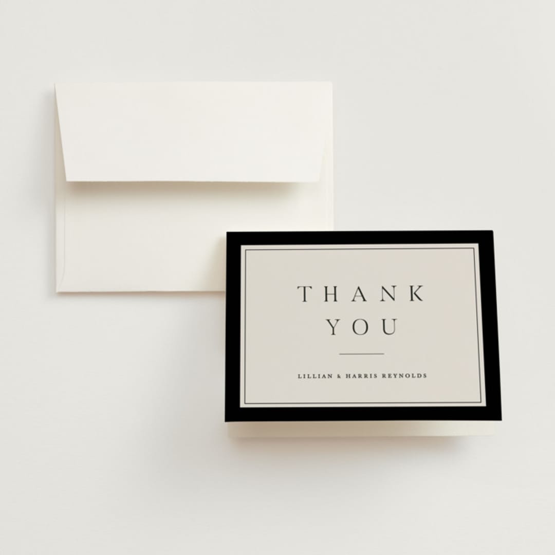 "Cambridge" - Wedding Thank You Cards in Tuxedo by Amy Kross - Front