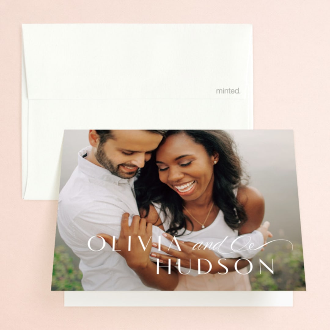 "Plaza" - Wedding Thank You Cards in Onyx by Lauren Chism - Front