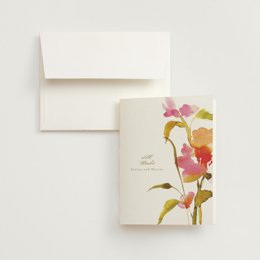 "colorwash floral" - Wedding Thank You Cards in Blossom by Angela Marzuki - Front