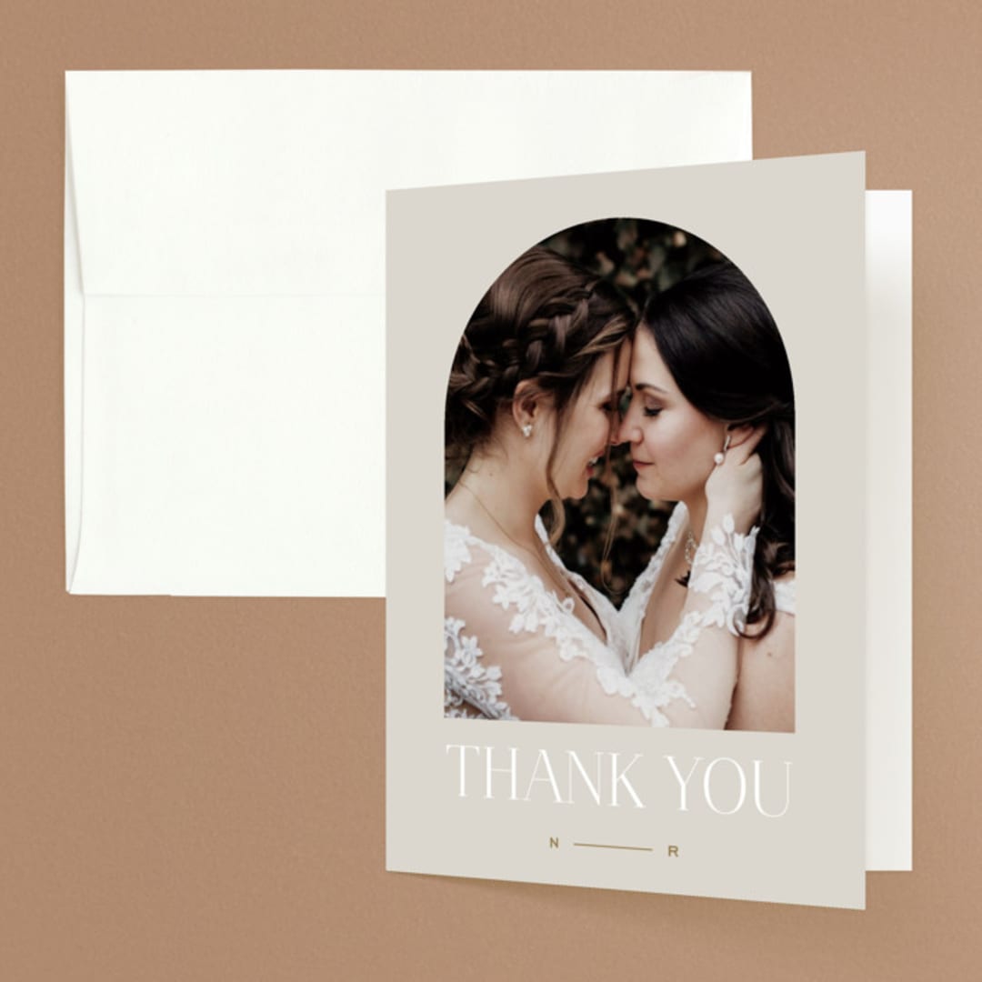 "oval" - Wedding Thank You Cards in Natural by Leah Bisch - Front