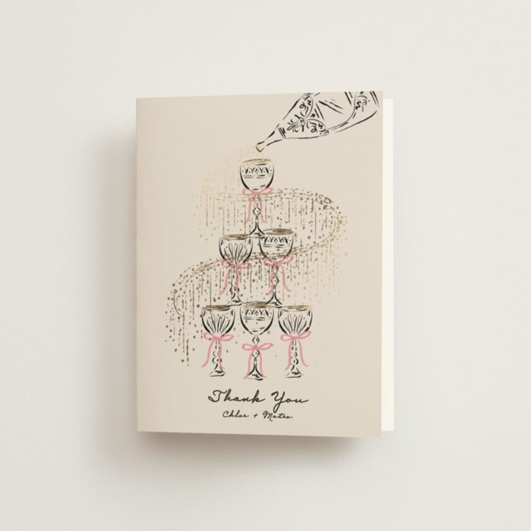 "Sparkling Champagne Tower" - Wedding Thank You Cards in Petal by Jackie Crawford - Front