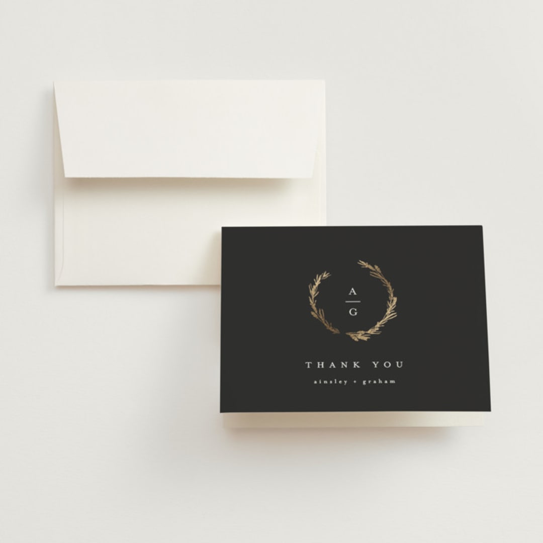 "Panache" - Wedding Thank You Cards in Onyx by Kristie Kern - Front