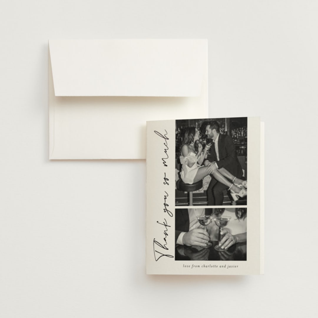 "ink pen" - Wedding Thank You Cards in Onyx by Sarah Curry - Front