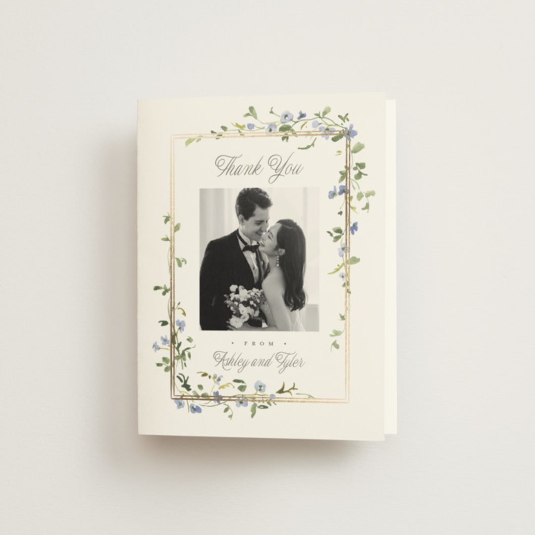 "Flowering Vine" - Wedding Thank You Cards in Bluebell by Everett Paper Goods - Front