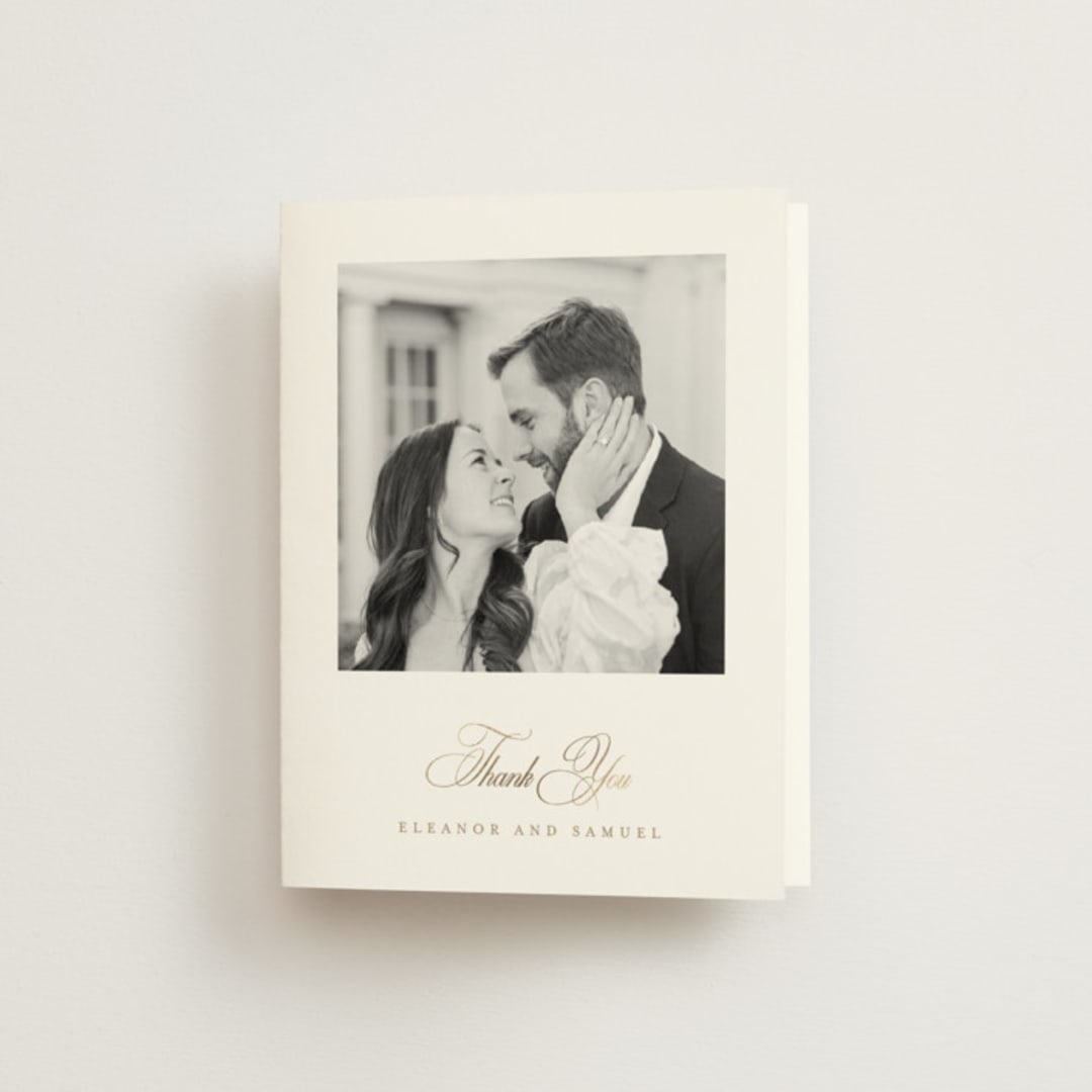 "Gold Crest" - Wedding Thank You Cards in Ivory by Mansi Verma - Front